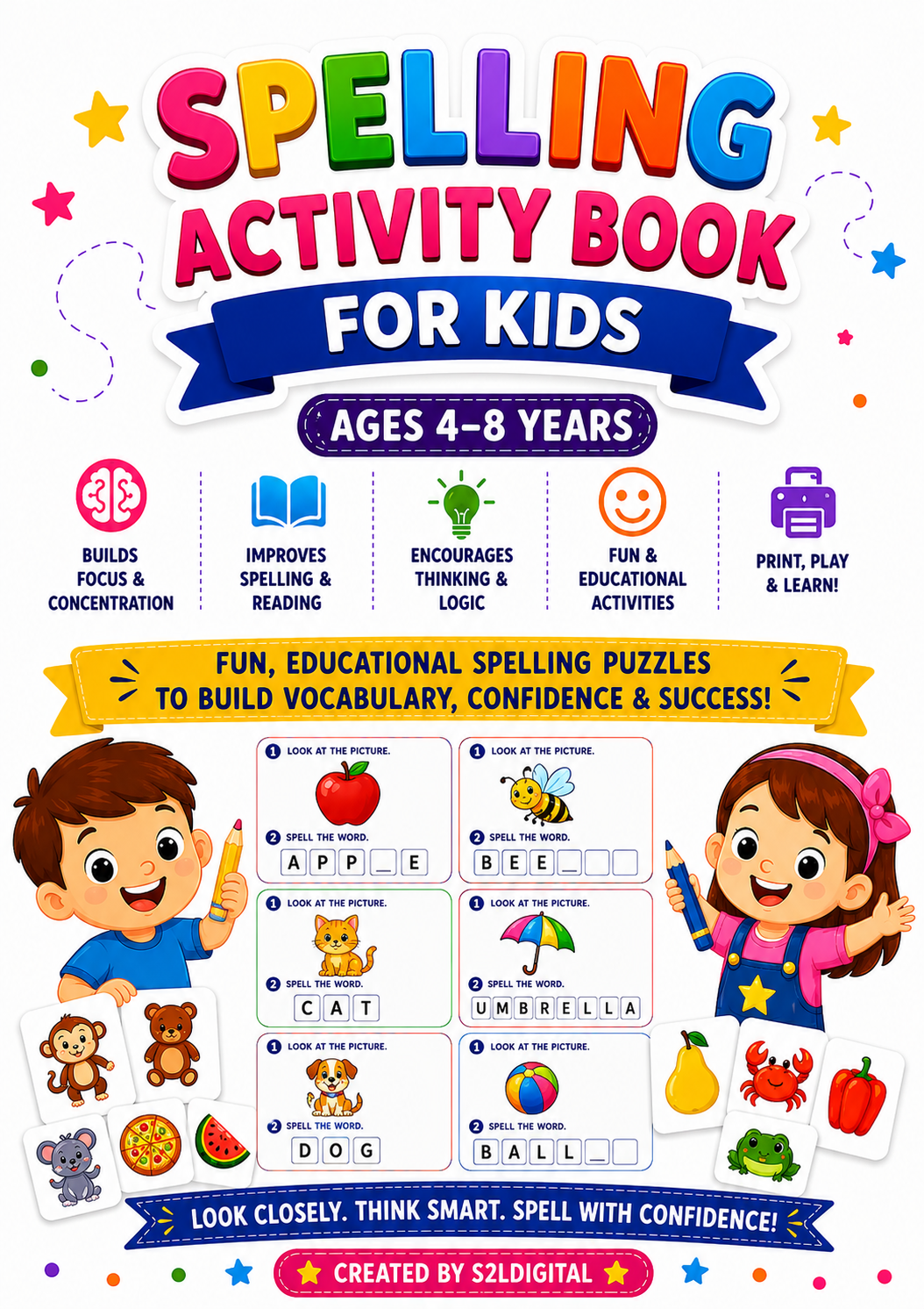 Spelling Activity Book for Kids – Printable Learning Fun (Ages 4–8) 🔤✨