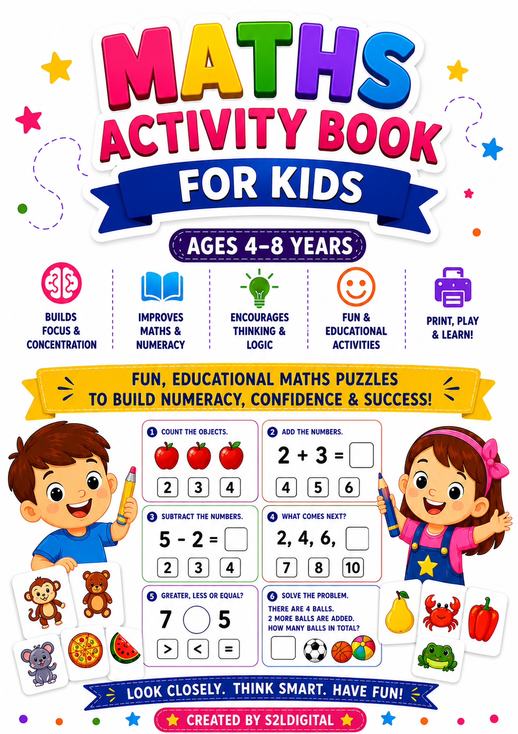 Maths Activity Book for Kids – Printable Learning Fun (Ages 4–8) 🔢🧮✨
