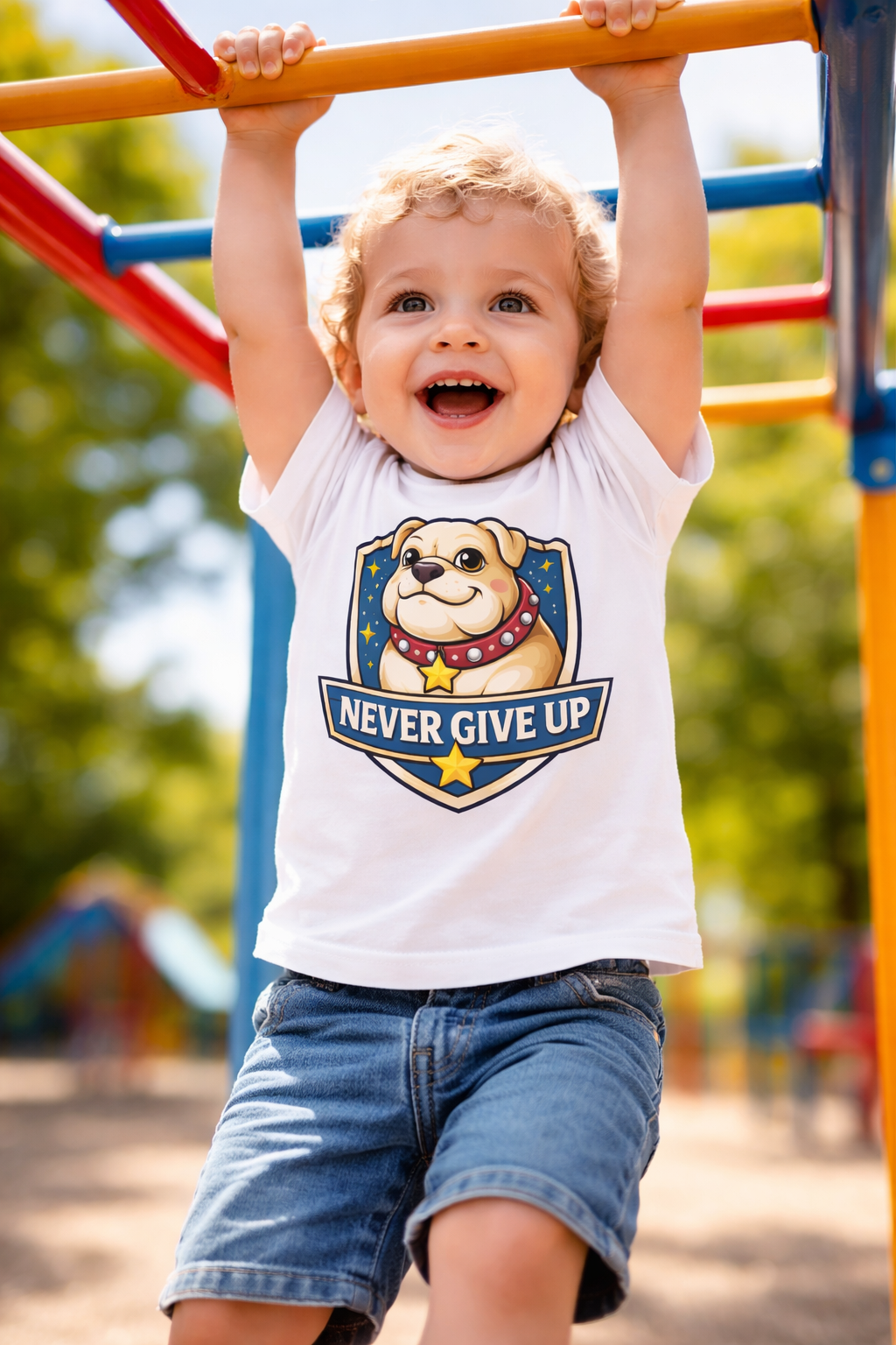 Little Legends - Bulldog - Never Give Up - Toddler Short Sleeve Tee