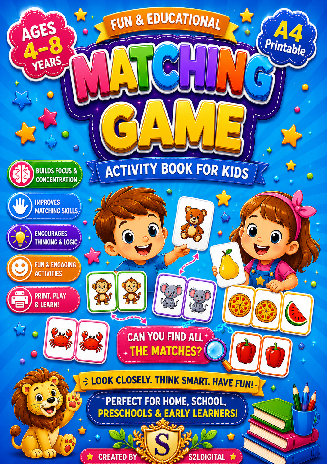 Matching Game Activity Book for Kids – Printable Fun (Ages 4–8) 🧩✨