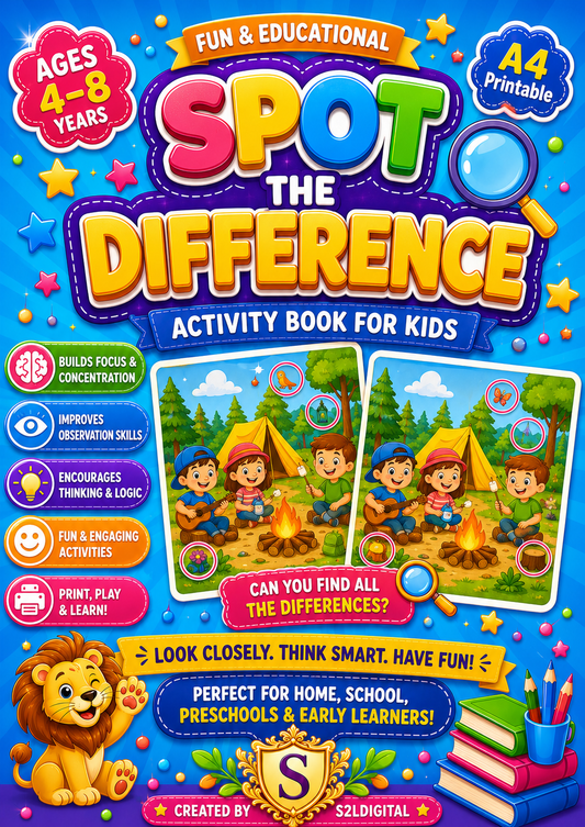 Spot the Difference Activity Book for Kids – Printable Fun (Ages 4–8) 🔍✨