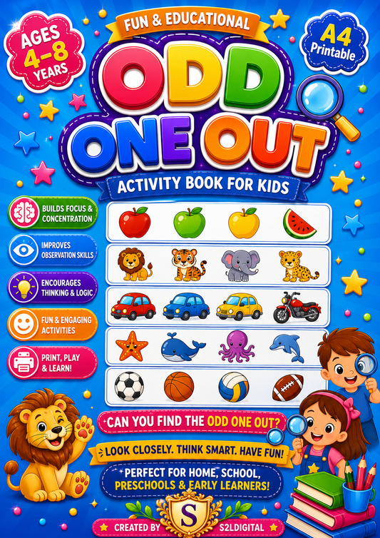 Odd One Out Activity Book for Kids – Printable Fun (Ages 4–8) 🔍✨