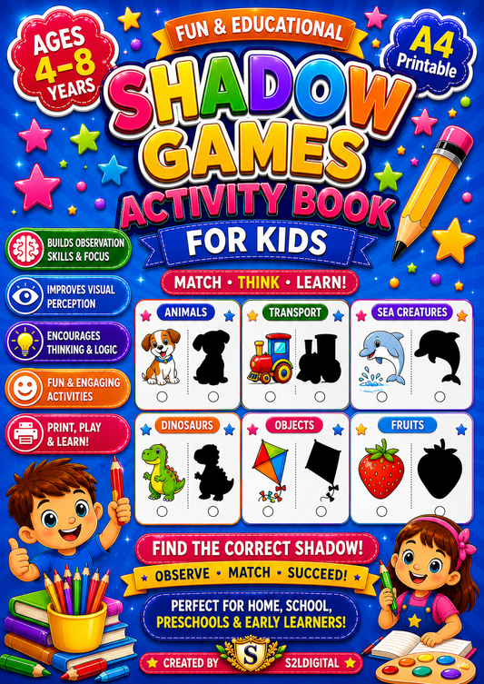 Shadow Games Activity Book for Kids (Ages 4–8) 🌟👀