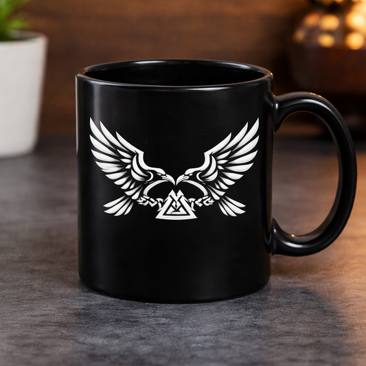 Raven Valknut Black Mug