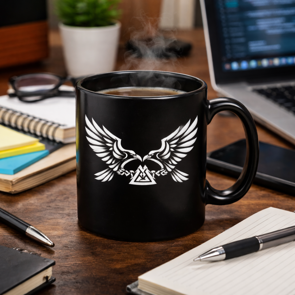 Raven Valknut Black Mug