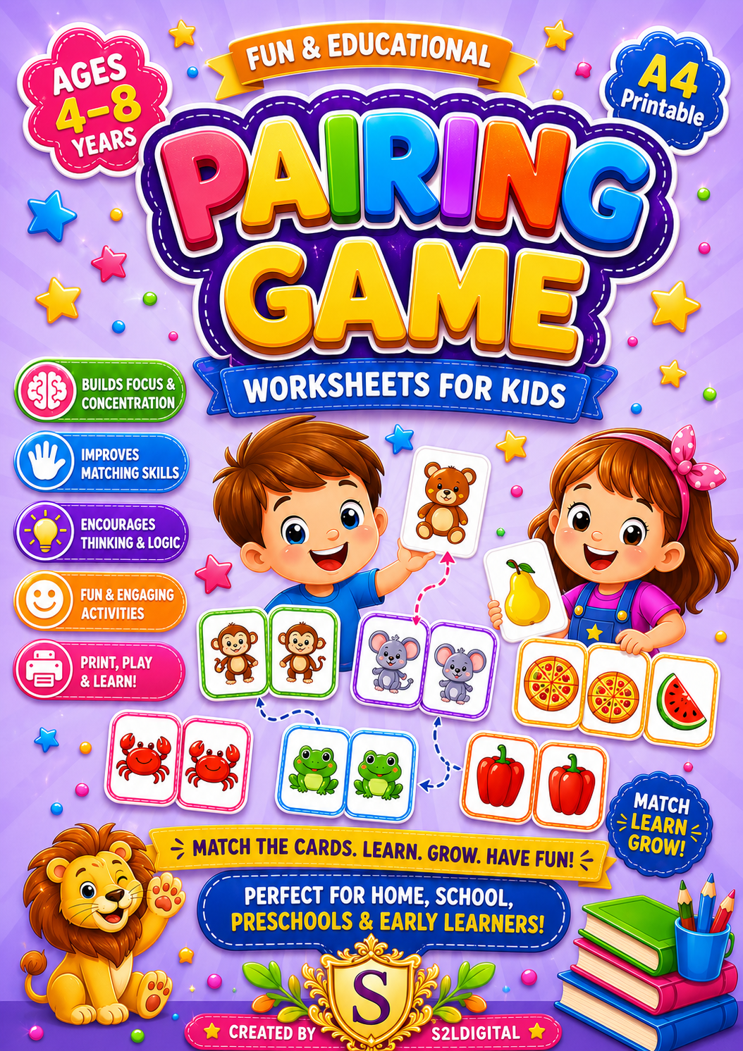 Pairing Game Worksheets for Kids – Printable Learning Fun (Ages 4–8) 🧩✨