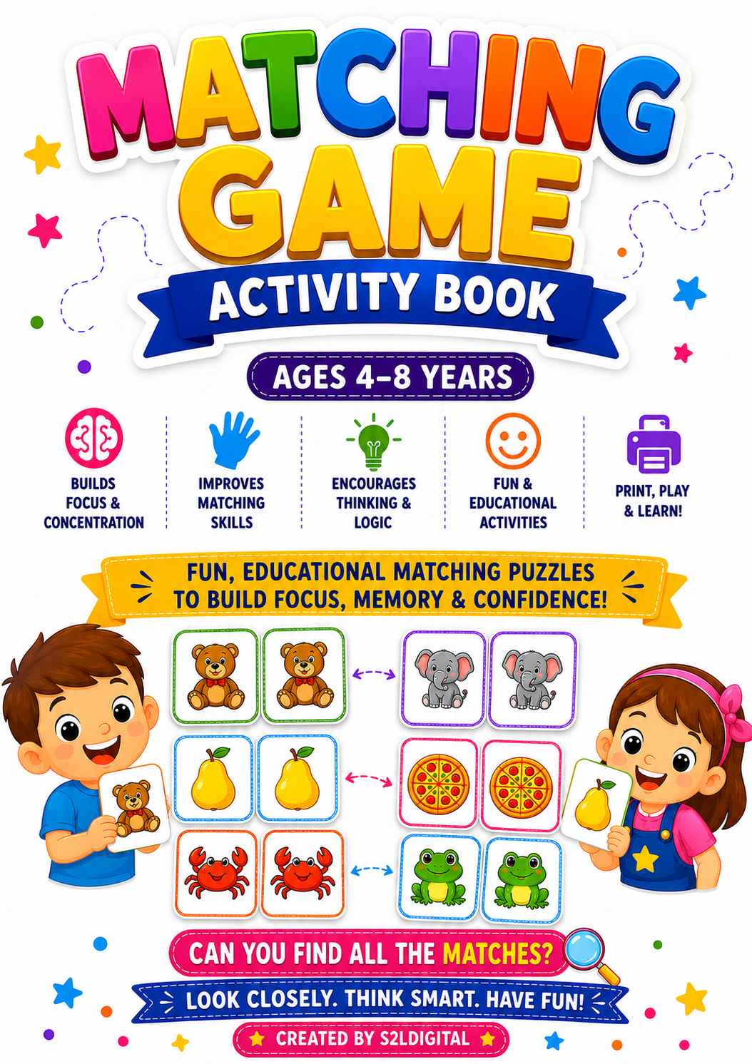 Matching Game Activity Book for Kids – Printable Fun (Ages 4–8) 🧩✨
