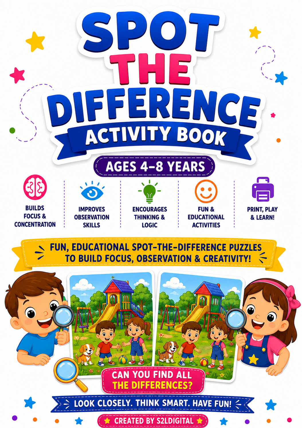 Spot the Difference Activity Book for Kids – Printable Fun (Ages 4–8) 🔍✨