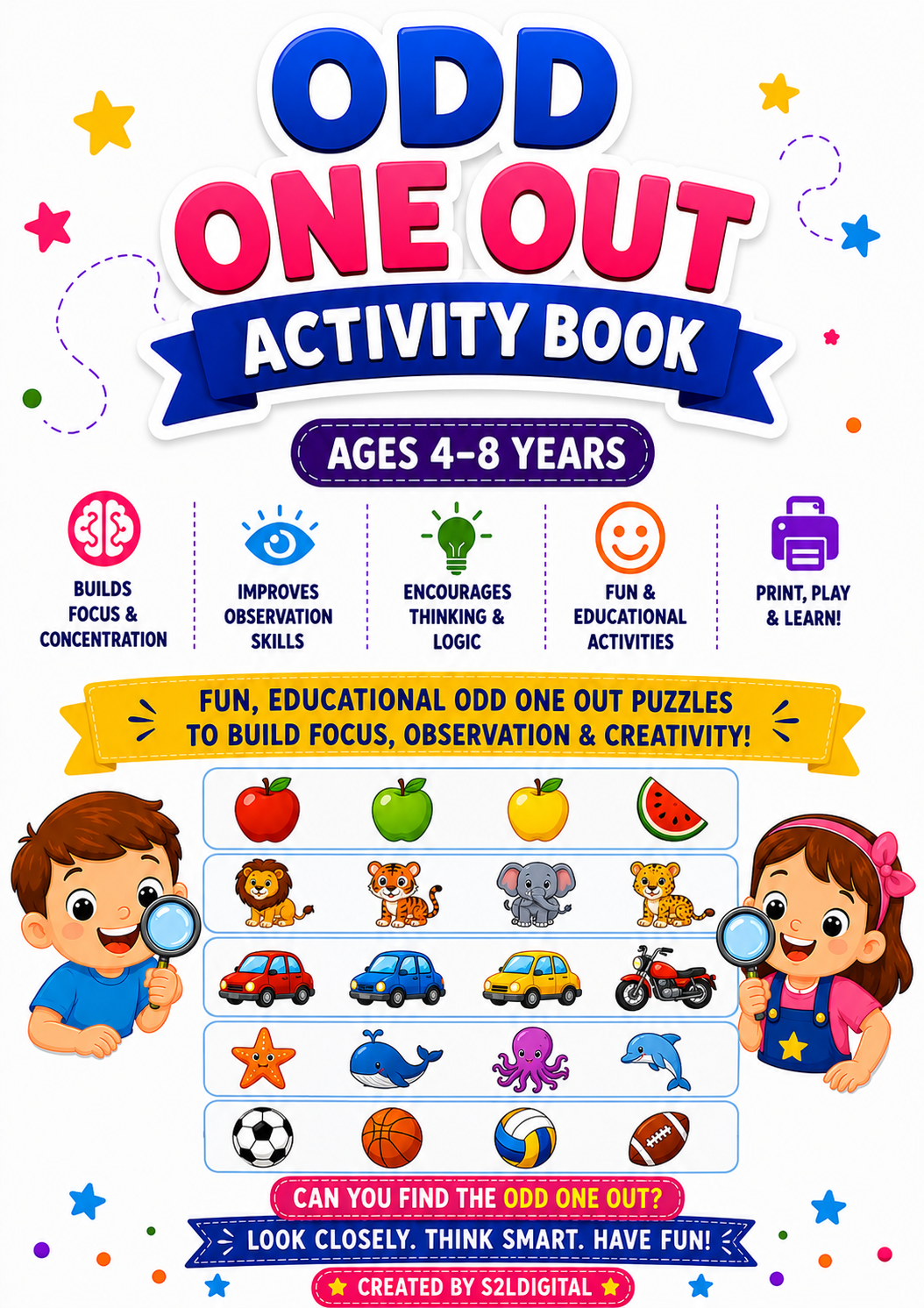 Odd One Out Activity Book for Kids – Printable Fun (Ages 4–8) 🔍✨