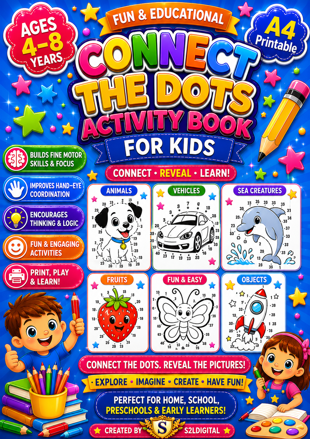 Children's Connect the Dots Activity Book (Ages 4–8) – Printable Download
