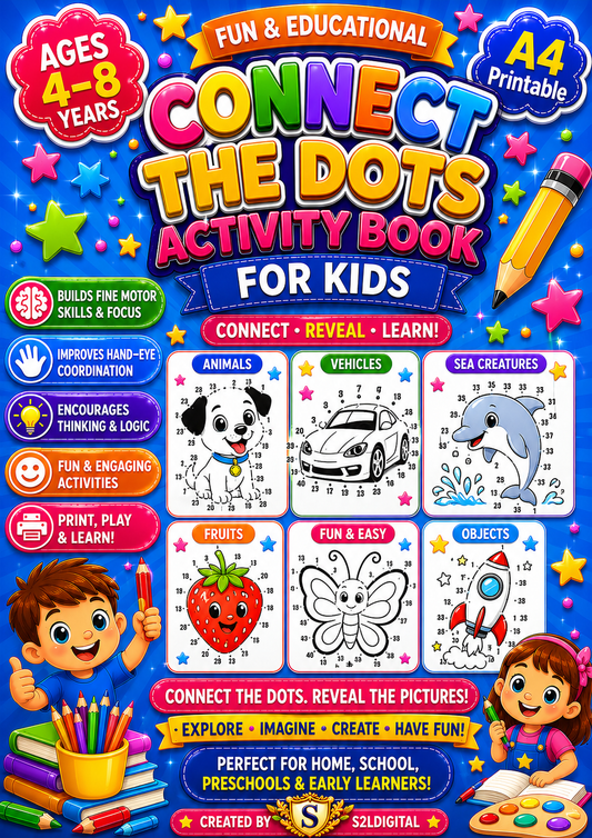 Children's Connect the Dots Activity Book (Ages 4–8) – Printable Download
